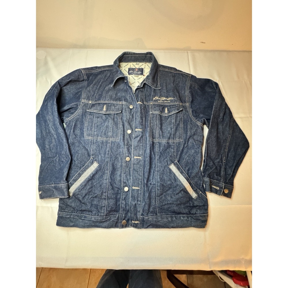 Y2K Kno' Betta Denim Jacket Sz Medium Blue With Back Mouse Patch  Hip Hop - Picture 2 of 16